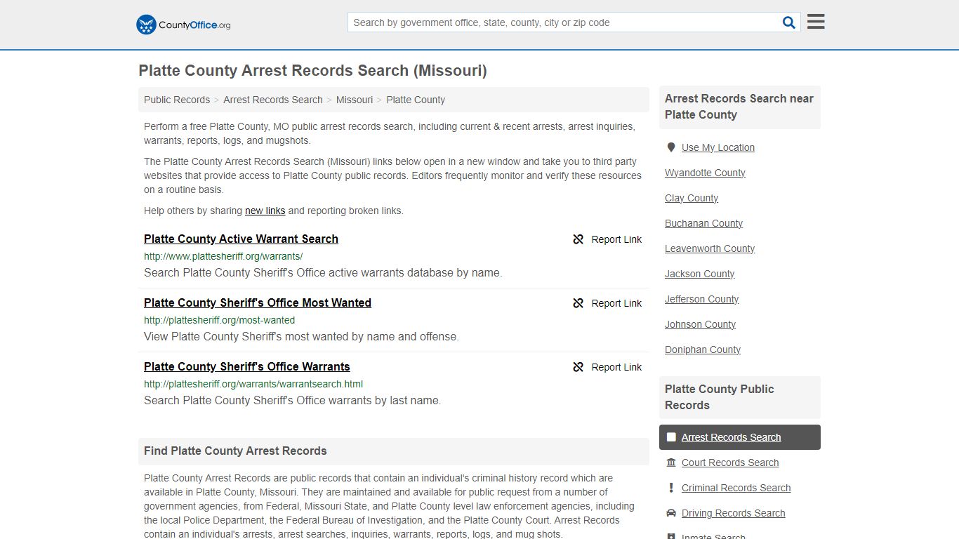 Arrest Records Search - Platte County, MO (Arrests & Mugshots)